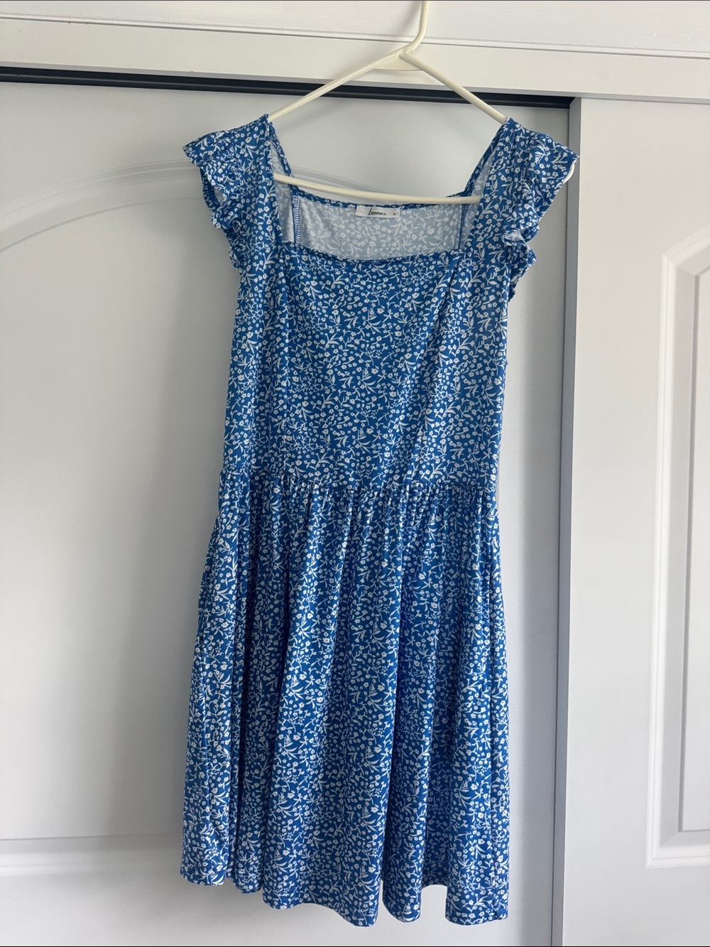 Blue Floral Square-Neck Sundress